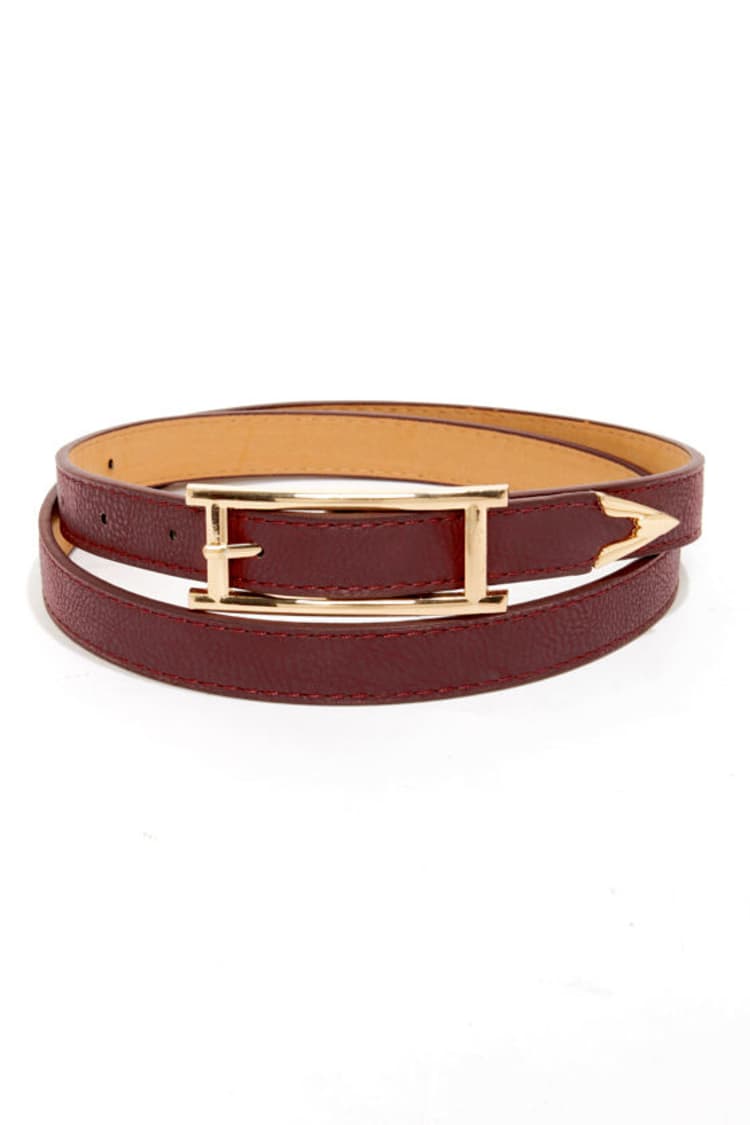Cute Burgundy Belt - Skinny Belt - Vegan Leather Belt  display picture 3