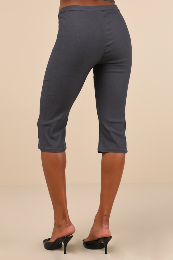 MOTEL SAWIL CHARCOAL GREY MID-RISE CAPRI TROUSER PANTS 