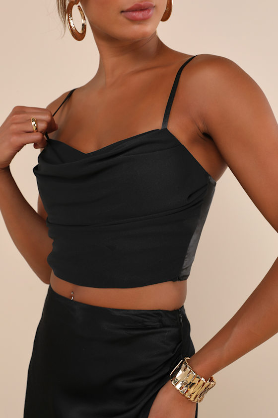 Lulus Forever Feeling Flirty Black Mesh Sleeveless Bustier Top In Black
