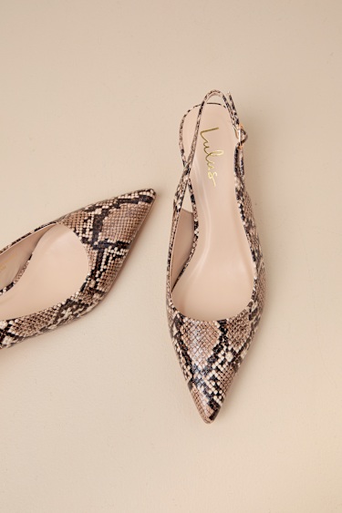Slingback Pumps Snake Print Slingbacks Fosette Brown Snake Pointed