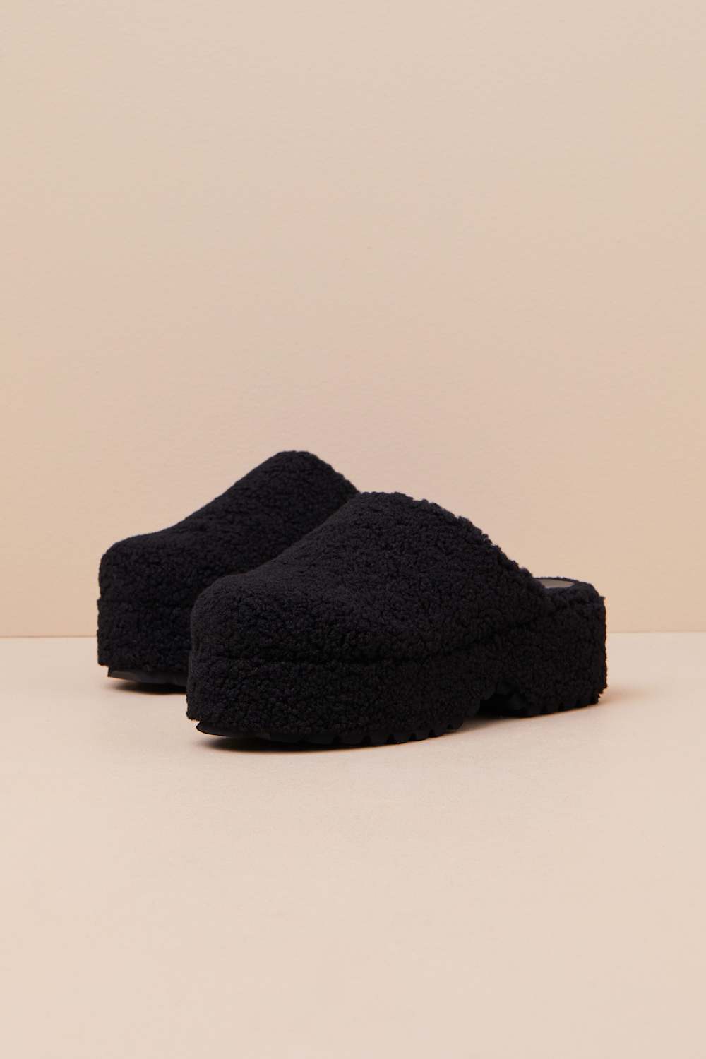 Flannerie Black Faux Fur Platform Mules
