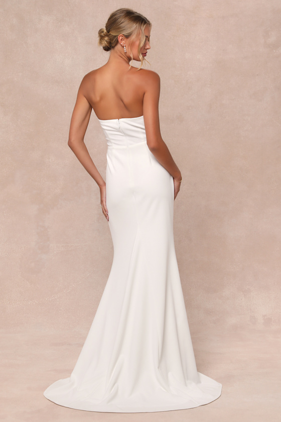 To Be Yours Ivory Strapless Pleated Mermaid Maxi Dress 3