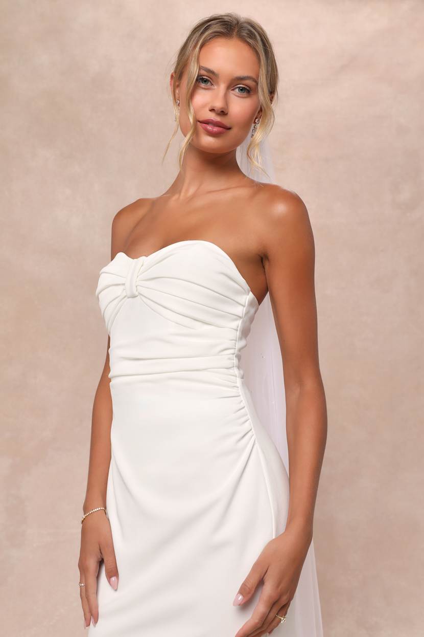 Ivory Strapless Dress - Pleated Mermaid Dress - Bridal Maxi Dress - Lulus
