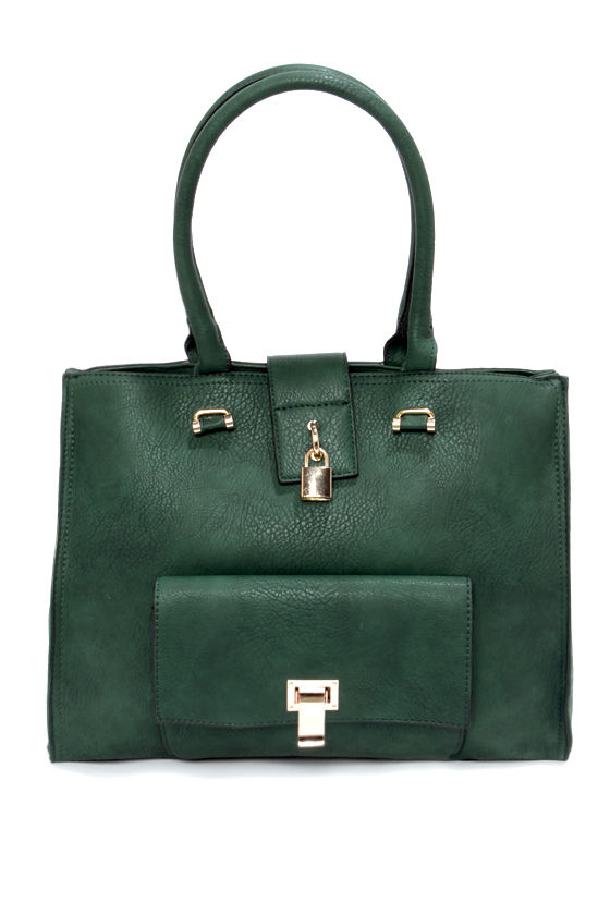 dark green handbag