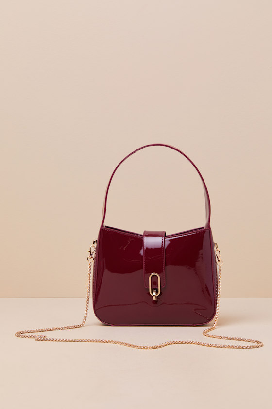 Distinct Perfection Burgundy Patent Handbag 4