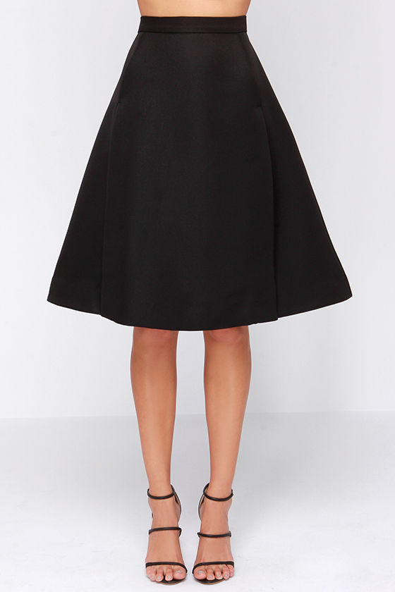 Pretty Black Skirt - Midi Skirt - High Waisted Skirt - $49.00