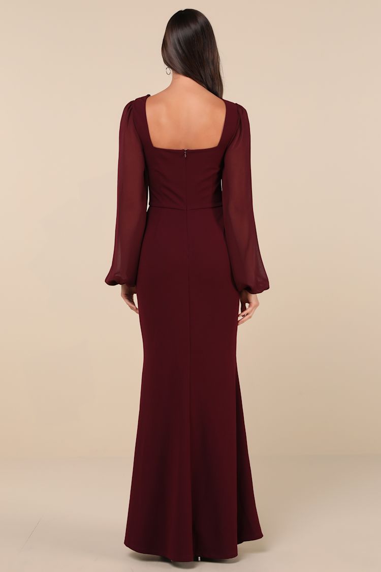 maroon tight fitted dress Burgundy Long Sleeve Lace Mini Dress