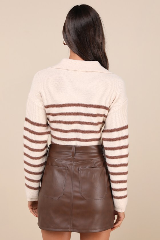 Daze Denim Stash Brown Vegan Leather High-rise Mini Skirt In Brown