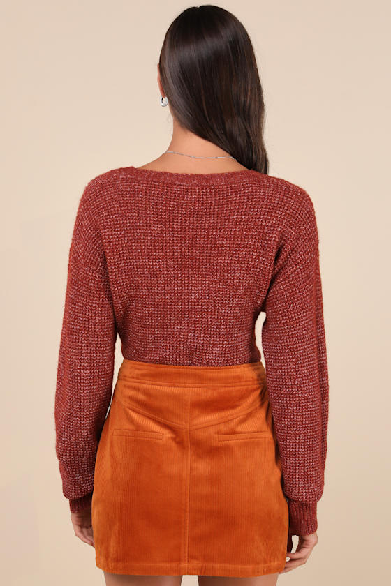 Lulus Perfected Cuteness Rust Orange Corduroy High-rise Mini Skirt In Rust Orange