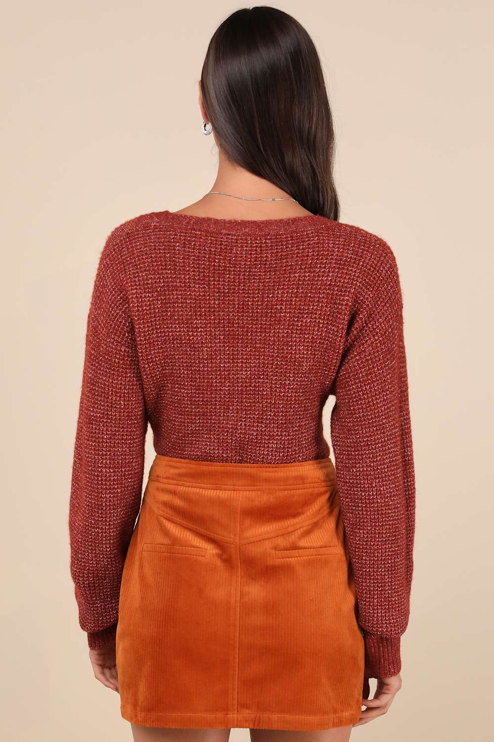 Perfected Cuteness Rust Orange Corduroy High-Rise Mini Skirt