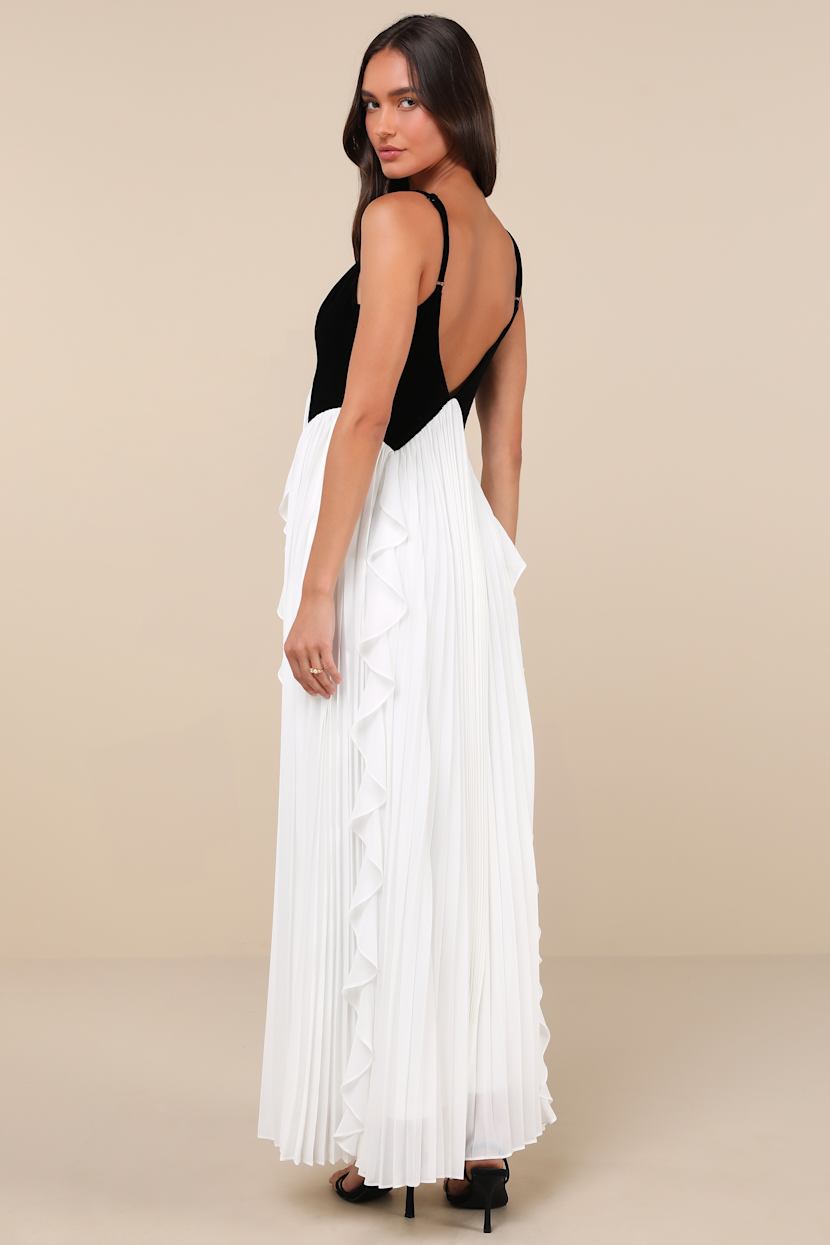 knee length dresses for ladies Black Ribbed Off Shoulder Fold Down Neck Pleated Skirt Midi Dress *FIN –  SSYS main image 0