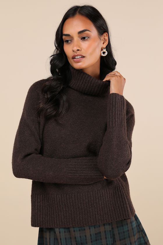 Found the Warmth Dark Brown Turtleneck Pullover Sweater 2