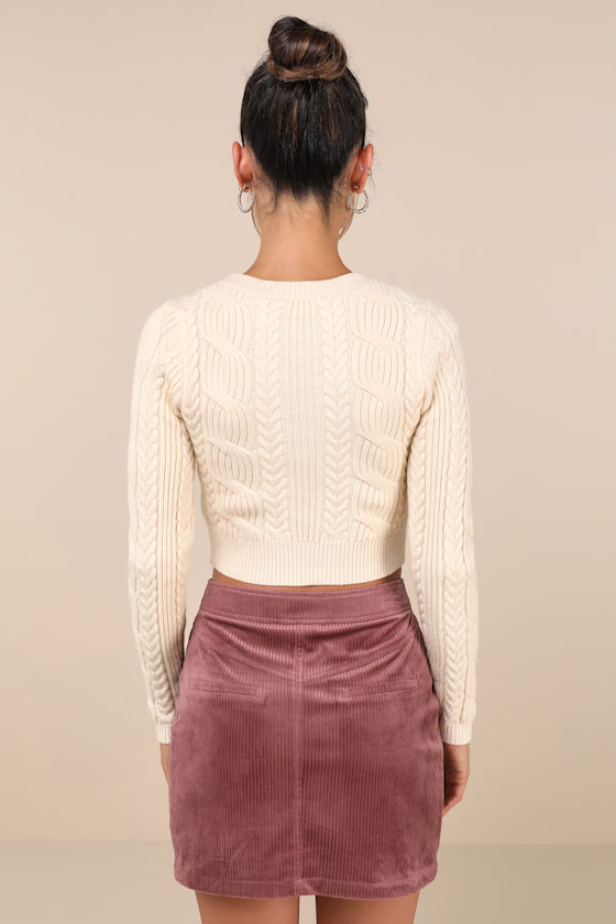 Perfected Cuteness Mauve Corduroy High-Rise Mini Skirt 4