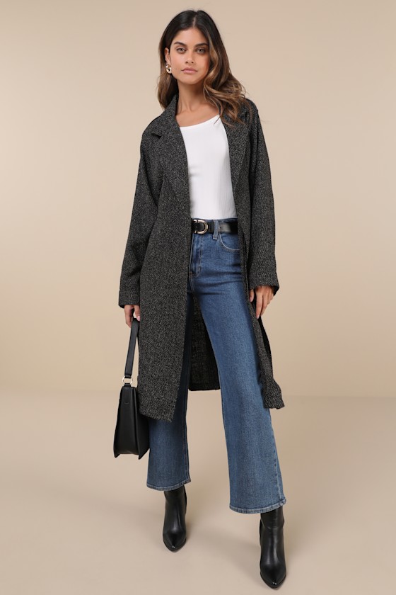 Prepped Perfection Black and White Tweed Trench Coat 2