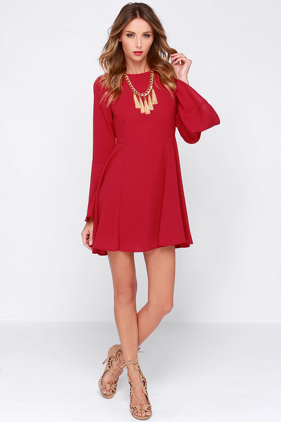 lulus red long sleeve dress