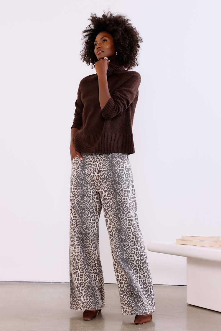Beige Faded Leopard Print Jeans - Wide-Leg Pants - Baggy Jeans - Lulus