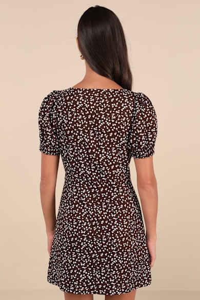 sachin and babi light blue dress High-Neck Short Floral-Print Casual Summer Dress– PromGirl main image 1