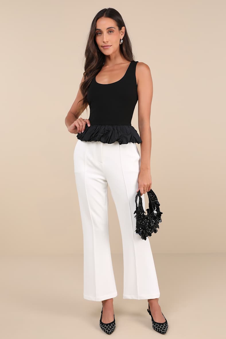 Compelling Crush Black Sleeveless Bubble-Hem Tank Top