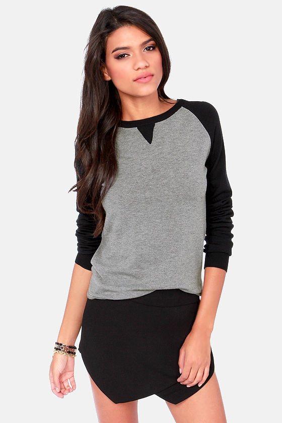 Cute Sweater Top - Grey Sweater - Black Sweater - $64.00 - Lulus