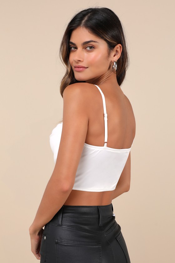 Forever Feeling Flirty Ivory Mesh Sleeveless Bustier Top 2