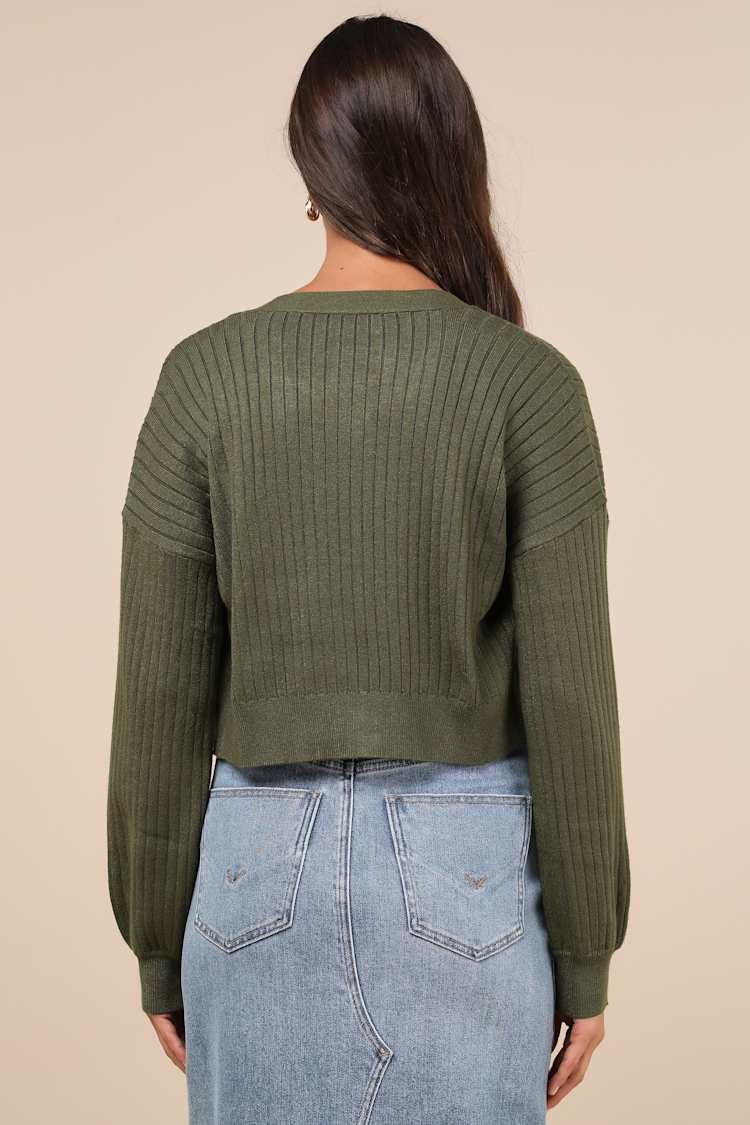 Cutest Duet Olive Green Knit Cami Top and Cardigan Sweater Set