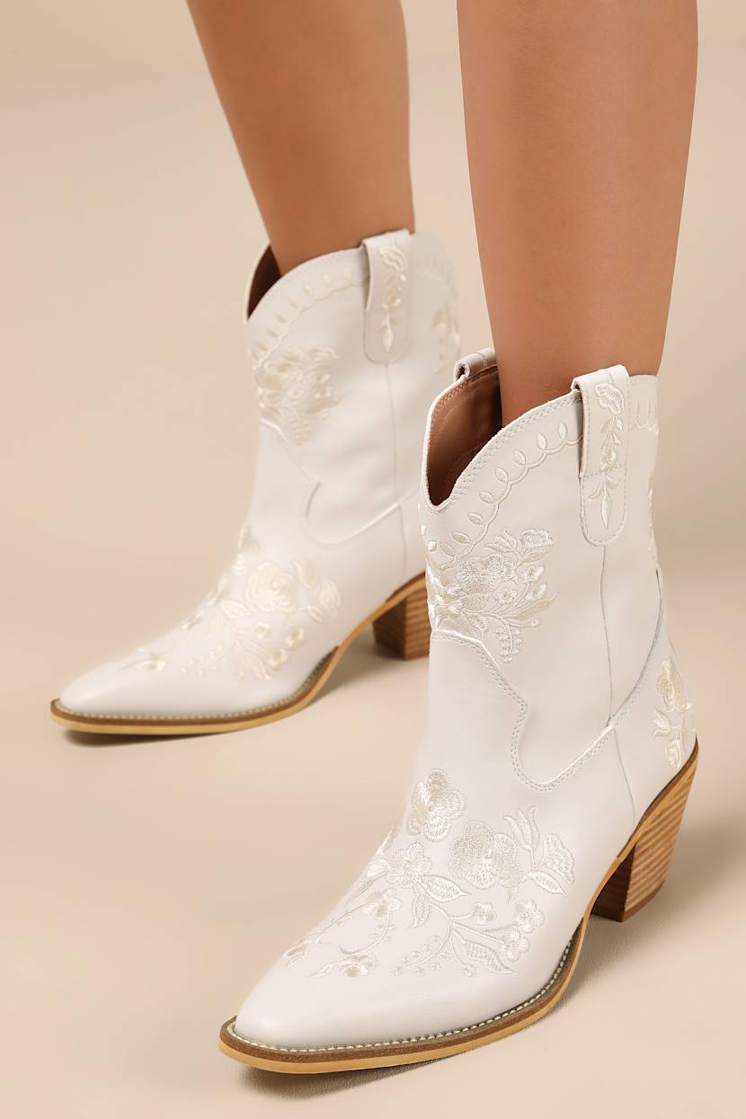 White Ankle Boots - Embroidered Ankle Boots - White Western Boots - Lulus White Ankle Boots - Embroidered Ankle Boots - White Western Boots - Lulus