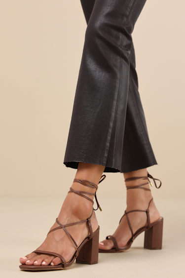 Aribaa Brown Lace-Up High Heel Sandals