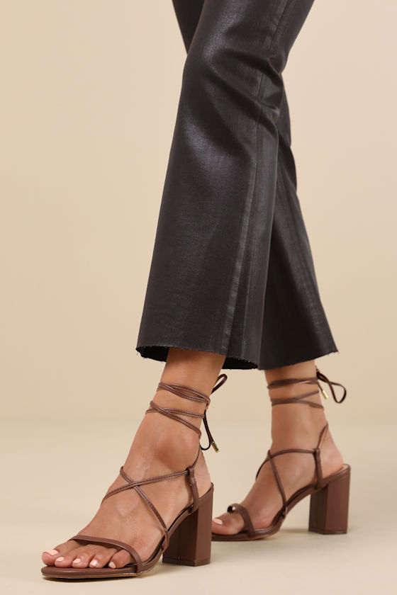 Aribaa Brown Lace-Up High Heel Sandals 1