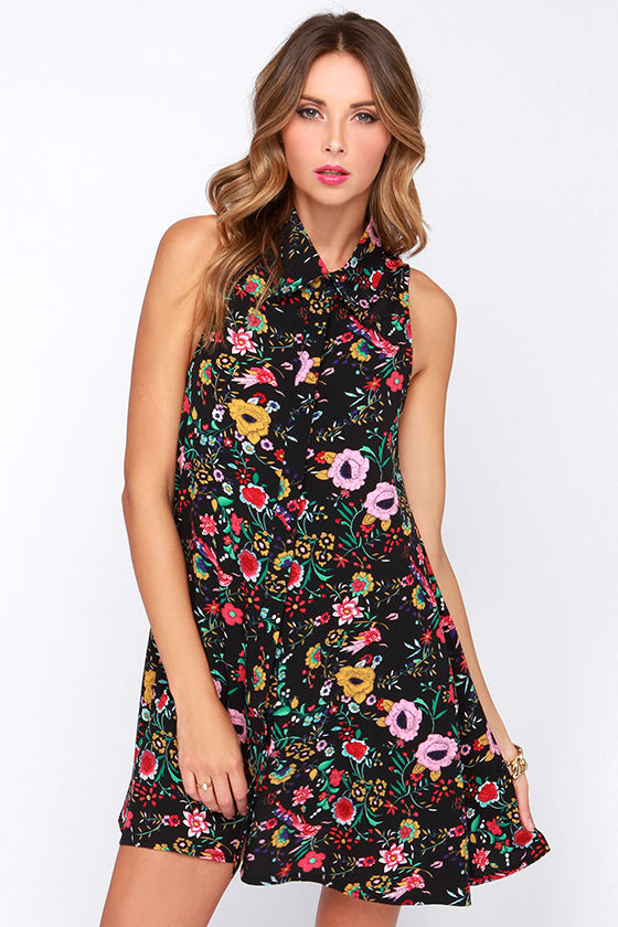 Pretty Floral Print Dress - Shirt Dress - Sleeveless Dress - $43.00 - Lulus