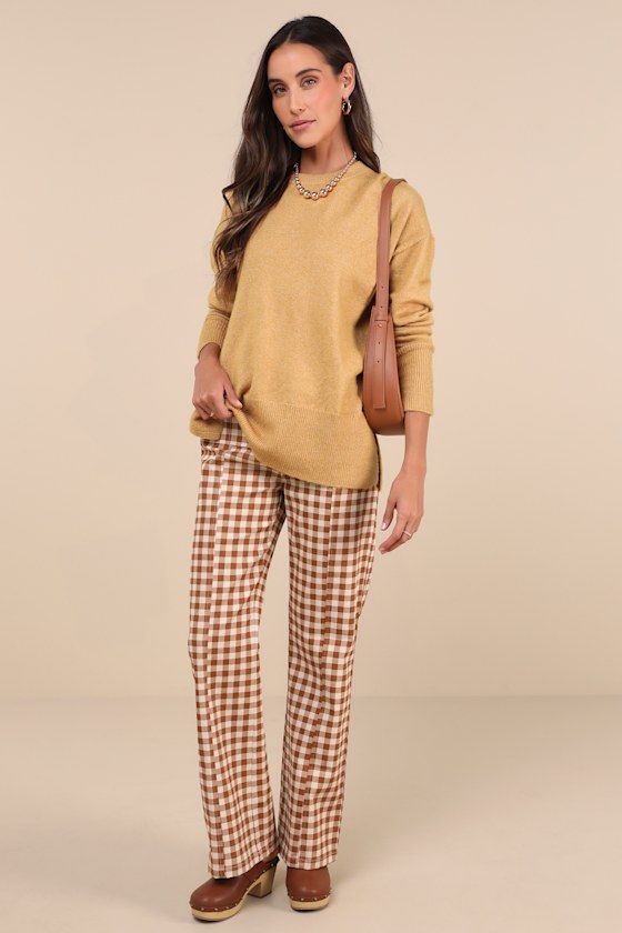 Lulus Autumn Allure Yellow Crew Neck Oversized Pullover Sweater In Yellow