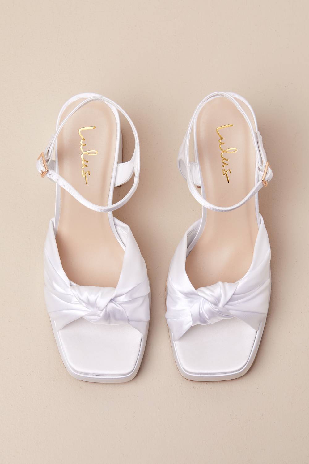 Remie White Satin Knotted Platform High Heel Sandals