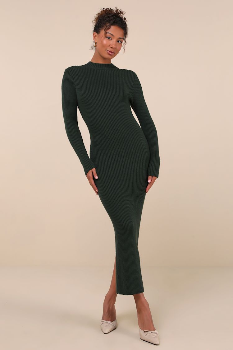 fitted lace wedding dress Taylor Sleeveless Sweater Dress in Green main image 1