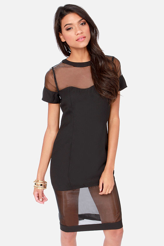 black dress with cutout front