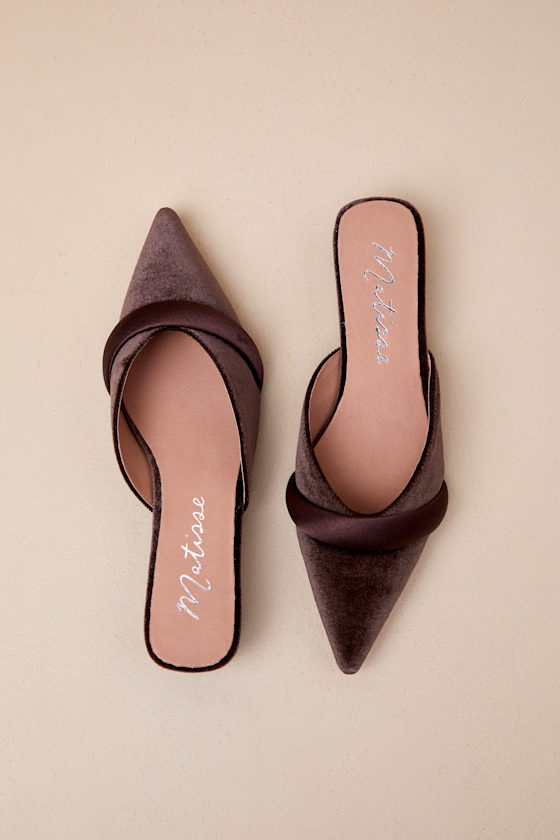 Kellan Espresso Velvet Pointed-Toe Kitten Heel Pumps 3
