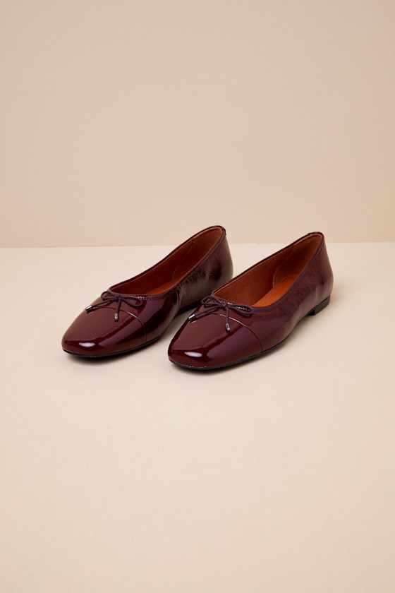 Shop Vagabond Shoemakers Jolin Cherry Patent Leather Bow Ballet Flats In Red