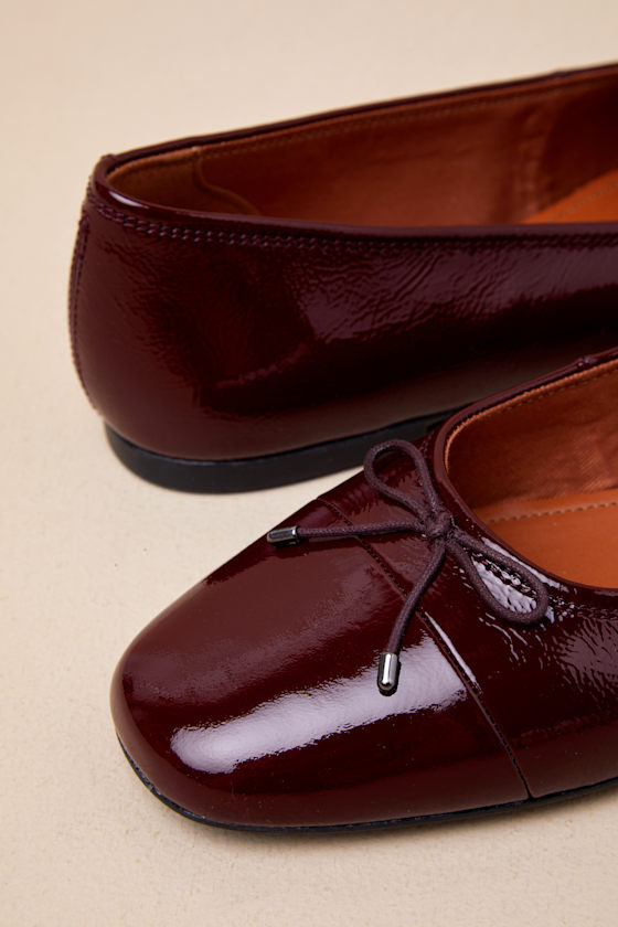 Shop Vagabond Shoemakers Jolin Cherry Patent Leather Bow Ballet Flats In Red