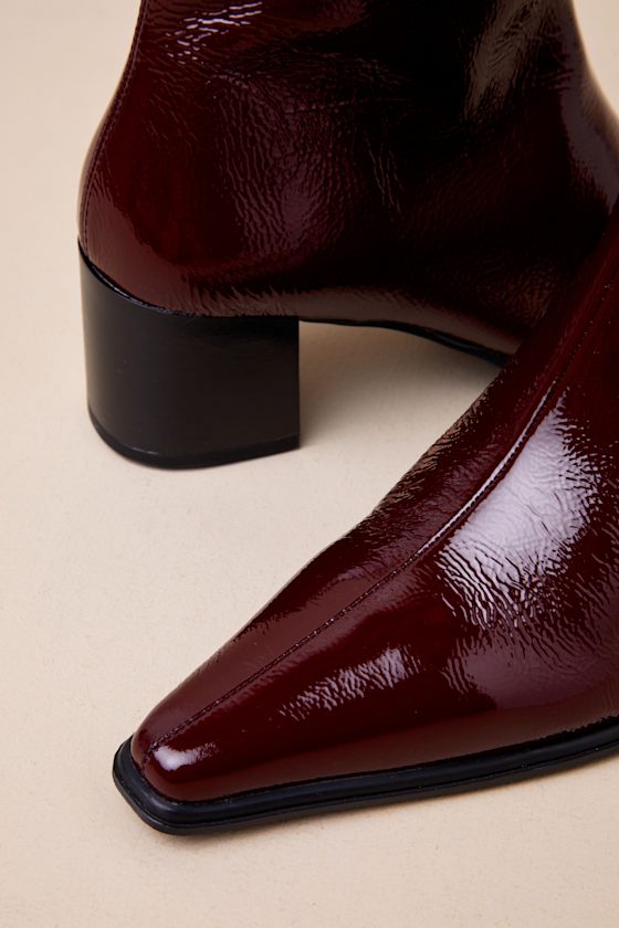 VAGABOND SHOEMAKERS GISELLE CHERRY PATENT LEATHER POINTED-TOE ANKLE BOOTS
