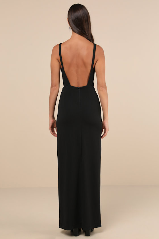 Lulus Darling Radiance Black Sleeveless Bow Backless Maxi Dress In Black