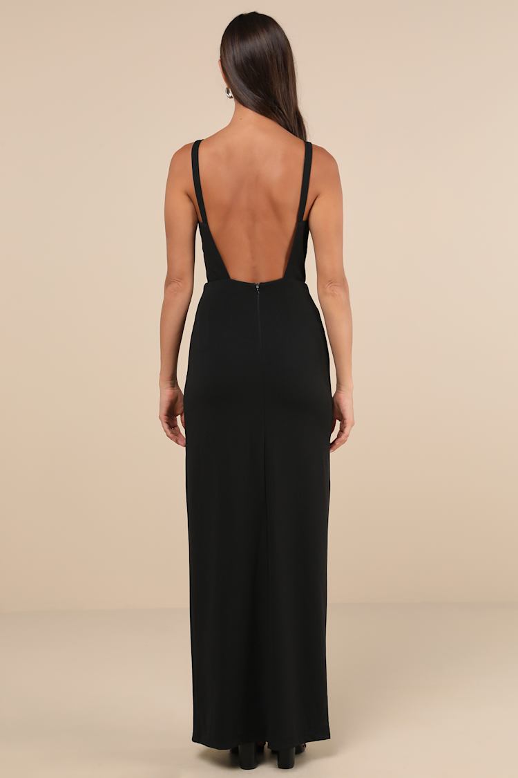 Darling Radiance Black Sleeveless Bow Backless Maxi Dress