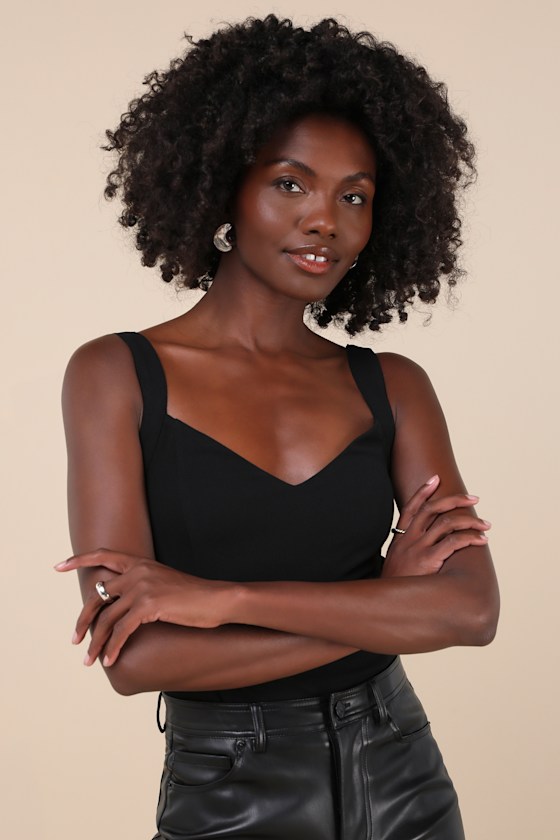 LULUS CAPTIVATING MOOD BLACK SLEEVELESS STRAPPY BACK BODYSUIT