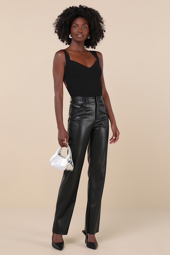 LULUS CAPTIVATING MOOD BLACK SLEEVELESS STRAPPY BACK BODYSUIT