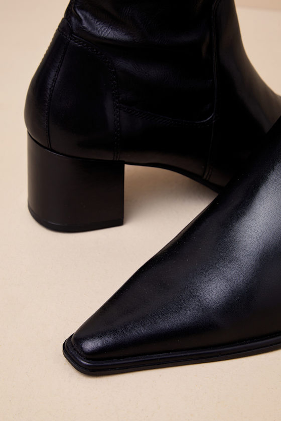 Giselle Black Leather Pointed-Toe Ankle Boots 3