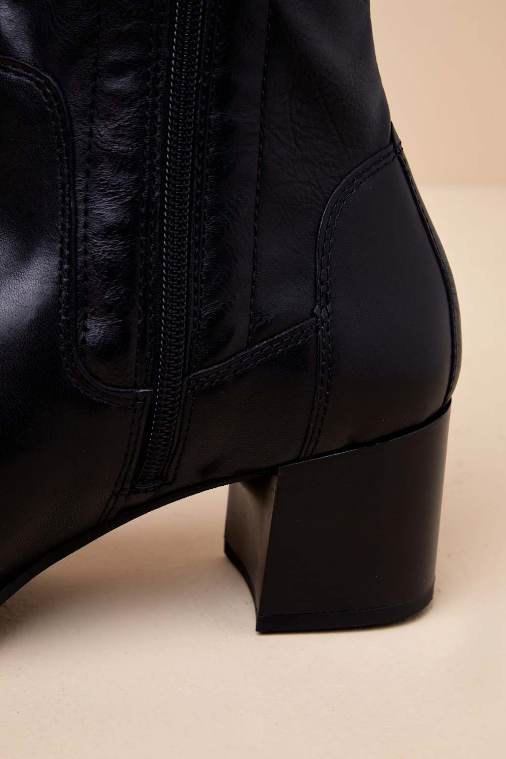 Giselle Black Leather Pointed-Toe Ankle Boots
