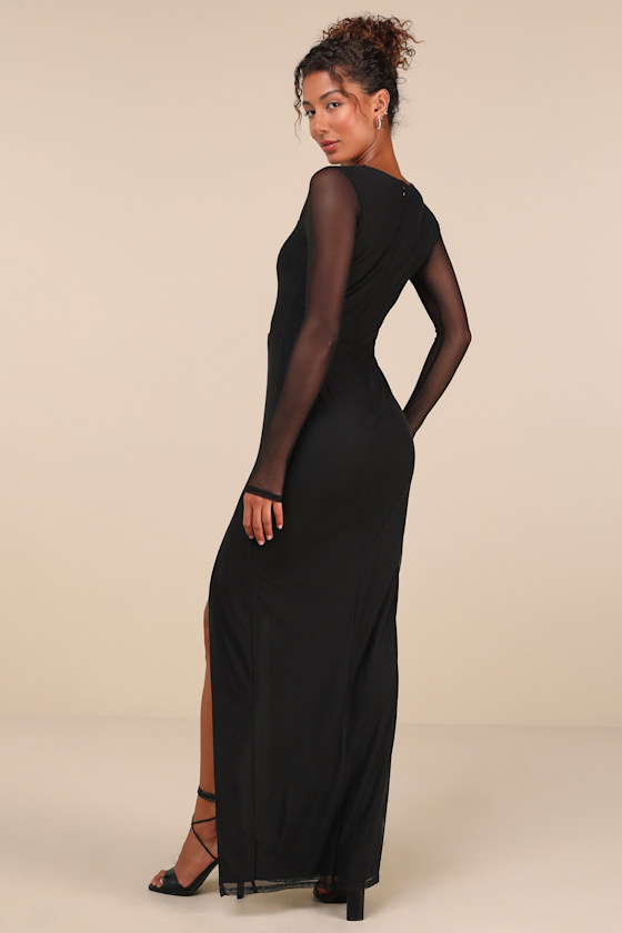 Black Mesh Maxi Dress - Asymmetrical Cutout Dress - Black Black Mesh Maxi Dress - Asymmetrical Cutout Dress - Black