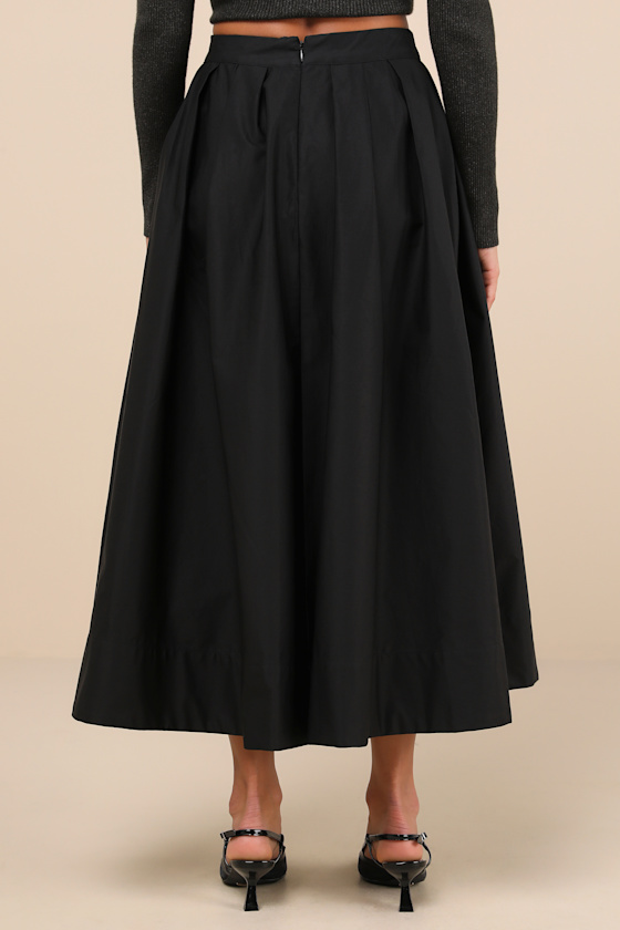 ASTR the Label Katarina - Black Pleated Cotton Skirt - Midi