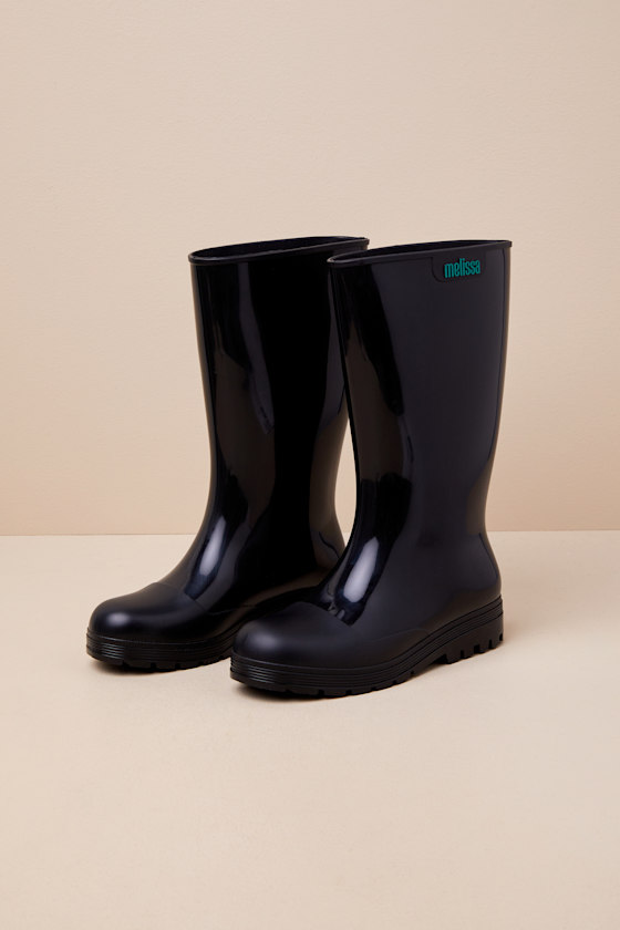 Welly Black Rubber Knee-High Rain Boots 1