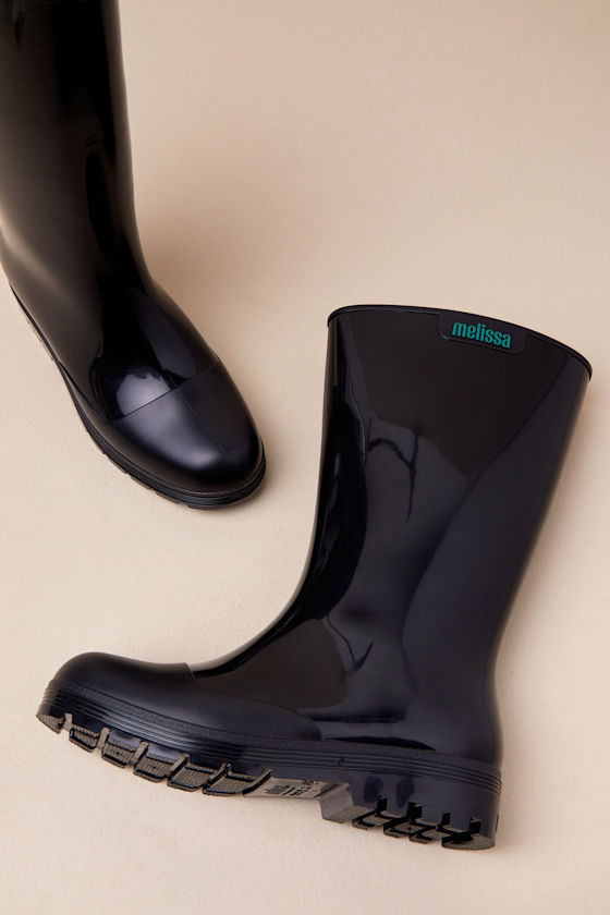 Welly Black Rubber Knee-High Rain Boots 2