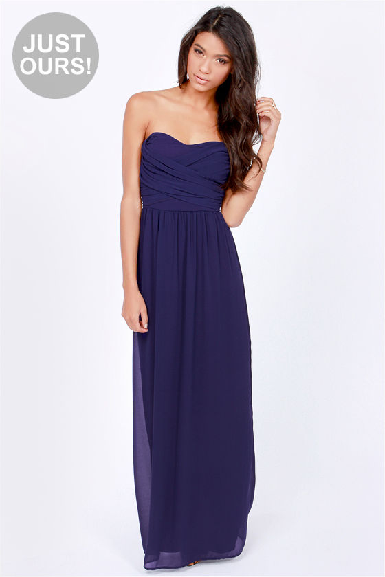 Lovely Navy Blue Dress - Strapless Dress - Maxi Dress - $71.00 - Lulus