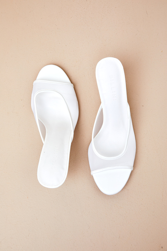 BILLINI ISHI WHITE MESH HIGH HEEL SLIDE SANDALS