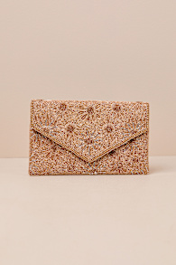 Dazzling Favorite Gold Beaded Floral Clutch 2